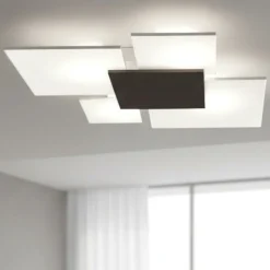 Plafoniere Moderne-Top Light Plafoniera moderna vetri rettangolare bianco marrone per camera da letto