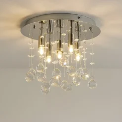 Plafoniere Moderne-Ideal Lux Plafoniera moonlight pl5 cromo sfere di vetro cristallo