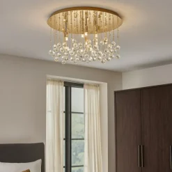 Plafoniere Moderne-Ideal Lux Plafoniera moonlight pl12 oro oro lucido vetri cristalli