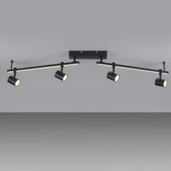 Plafoniere Moderne-Selezionato da Mazzolaluce Plafoniera nera a doppia luce con 4 faretti led 3000k orientabili