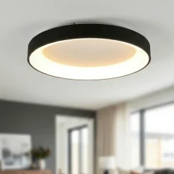 Plafoniere Moderne-Selezionato da Mazzolaluce Plafoniera nera 75cm anello led 62w 27000-5000k con telecomando