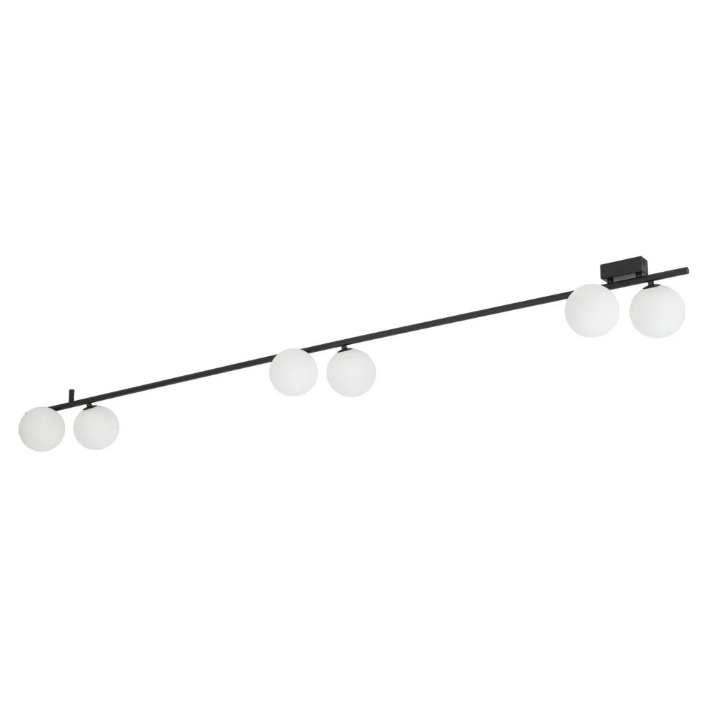 Plafoniere Moderne-Selezionato da Mazzolaluce Plafoniera nera 200 cm moderna binario con sfere in vetro per soggiorno