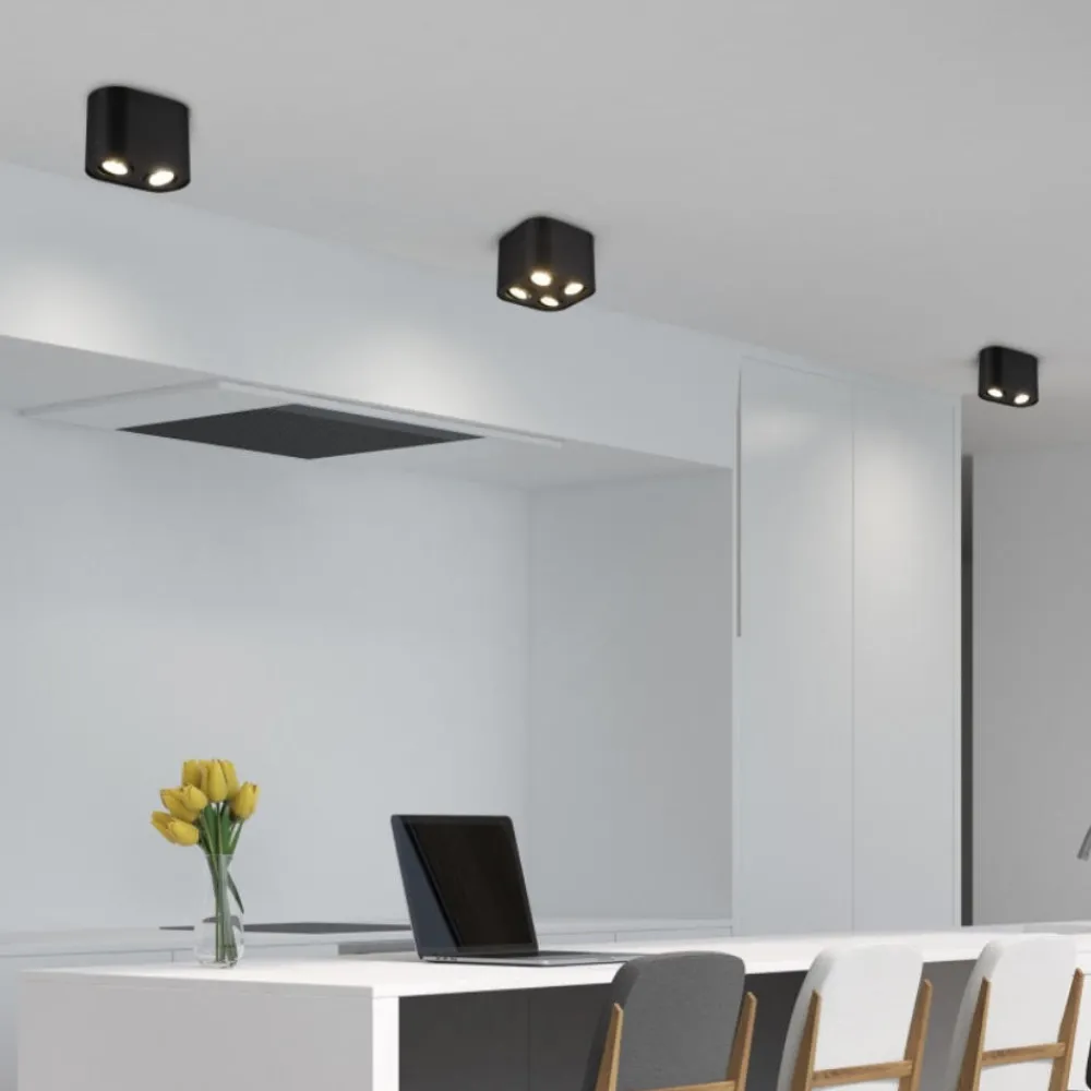 Plafoniere Moderne-Selezionato da Mazzolaluce Plafoniera nera con faretti orientabili gu10 led