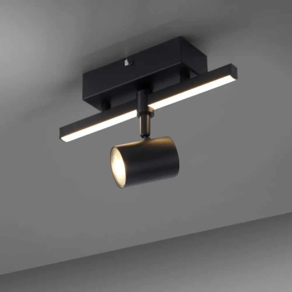 Plafoniere Moderne-Selezionato da Mazzolaluce Plafoniera nera con faretto orientabile doppia luce led 3000k