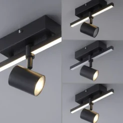 Plafoniere Moderne-Selezionato da Mazzolaluce Plafoniera nera con faretto orientabile doppia luce led 3000k