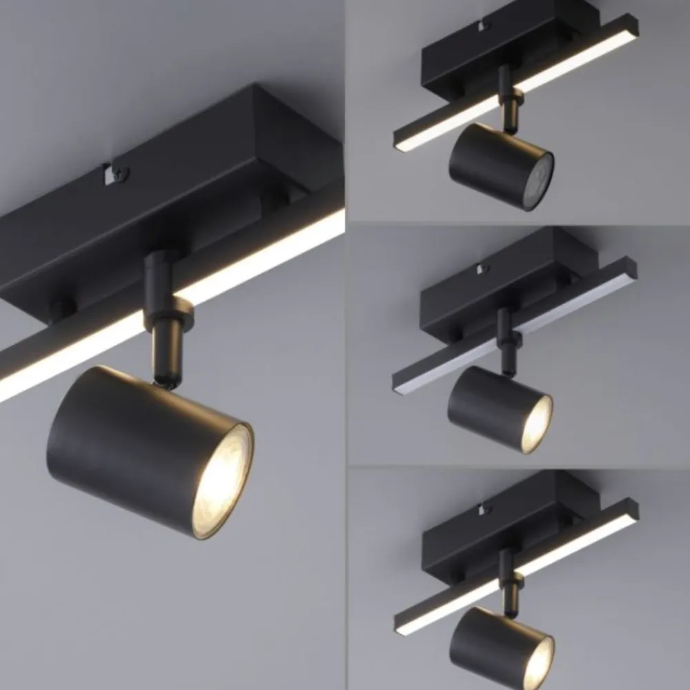 Plafoniere Moderne-Selezionato da Mazzolaluce Plafoniera nera con faretto orientabile doppia luce led 3000k
