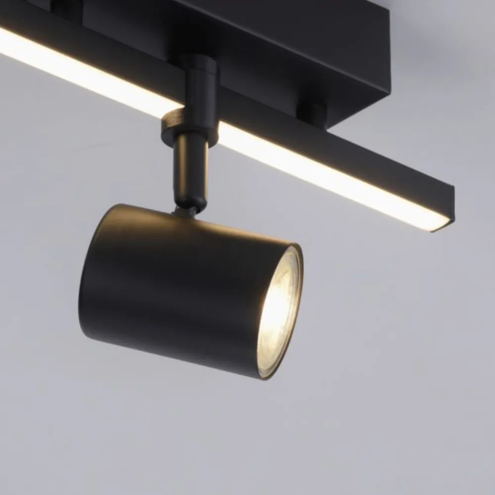 Plafoniere Moderne-Selezionato da Mazzolaluce Plafoniera nera con faretto orientabile doppia luce led 3000k