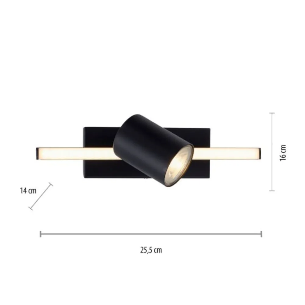 Plafoniere Moderne-Selezionato da Mazzolaluce Plafoniera nera con faretto orientabile doppia luce led 3000k