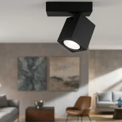 Plafoniere Moderne-Perenz Illuminazione Plafoniera nera con spot orientabile squadrata oddy perenz