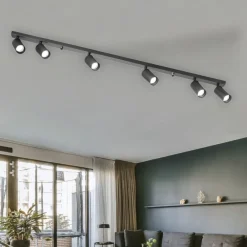 Plafoniere Moderne-IsyLuce Plafoniera nera da cucina con 6 faretti orientabili