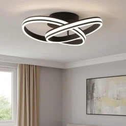 Plafoniere Moderne-Selezionato da Mazzolaluce Plafoniera nera design moderna 58w dimmerabile per soggiorno