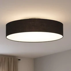 Plafoniere Moderne-Selezionato da Mazzolaluce Plafoniera nera di tessuto nero forma cilindro