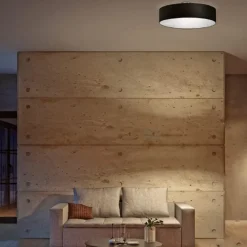 Plafoniere Moderne-Selezionato da Mazzolaluce Plafoniera nera di tessuto nero forma cilindro