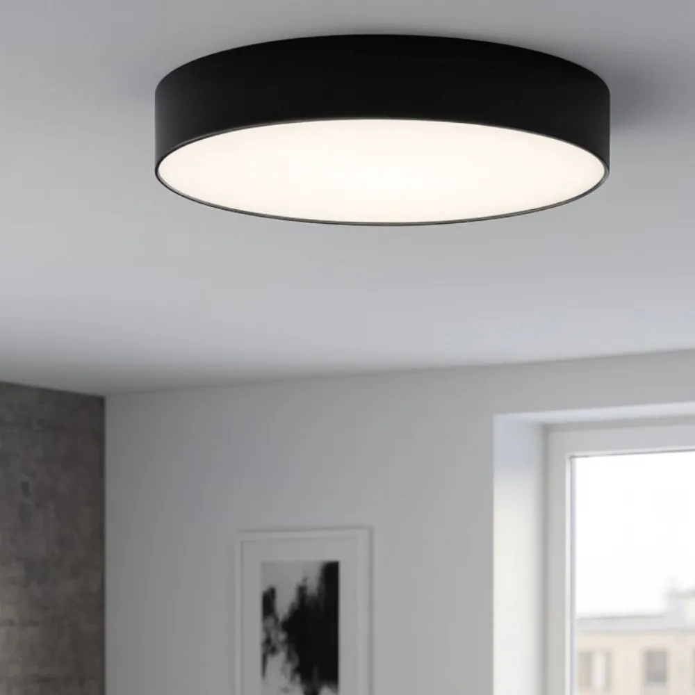 Plafoniere Moderne-Gea Luce Plafoniera nera led 30w 3000k rotonda cloe