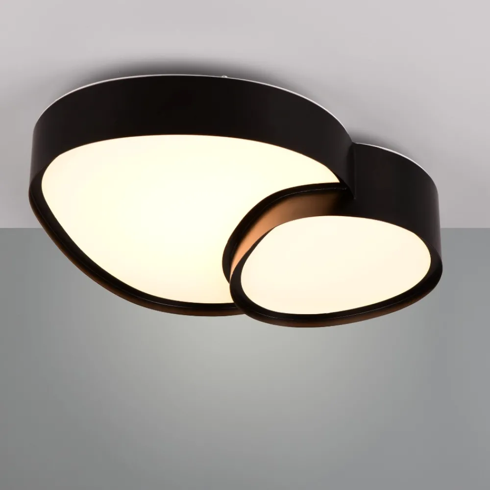 Plafoniere Moderne-Selezionato da Mazzolaluce Plafoniera nera led design moderna per soggiorno con telecomando
