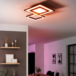 Plafoniere Moderne-Eglo Plafoniera nera led 21w dimmerabile 2700k-6500k rgb app savatarila smart