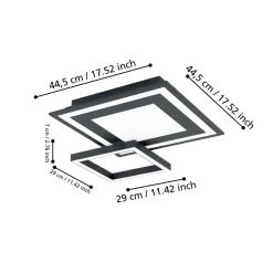 Plafoniere Moderne-Eglo Plafoniera nera led 21w dimmerabile 2700k-6500k rgb app savatarila smart