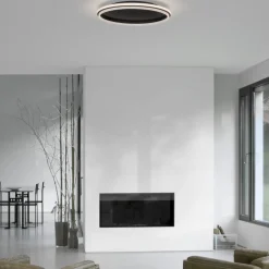 Plafoniere Moderne-Selezionato da Mazzolaluce Plafoniera nera led 60w 3000k tonda per soggiorno moderno
