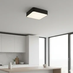 Plafoniere Moderne-Selezionato da Mazzolaluce Plafoniera nera quadrata 46cm per soggiorno