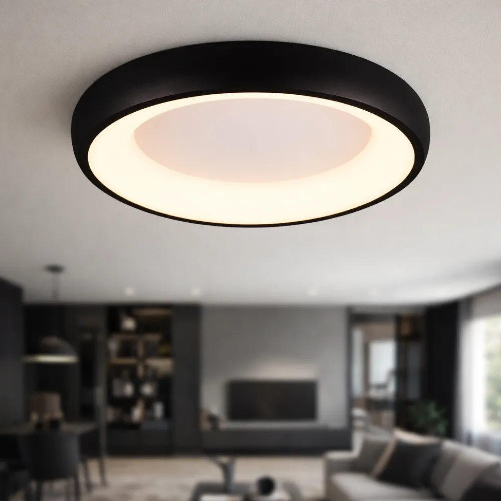 Plafoniere Moderne-Selezionato da Mazzolaluce Plafoniera nera rotonda 46cm led 29w dimmerabile per cucina
