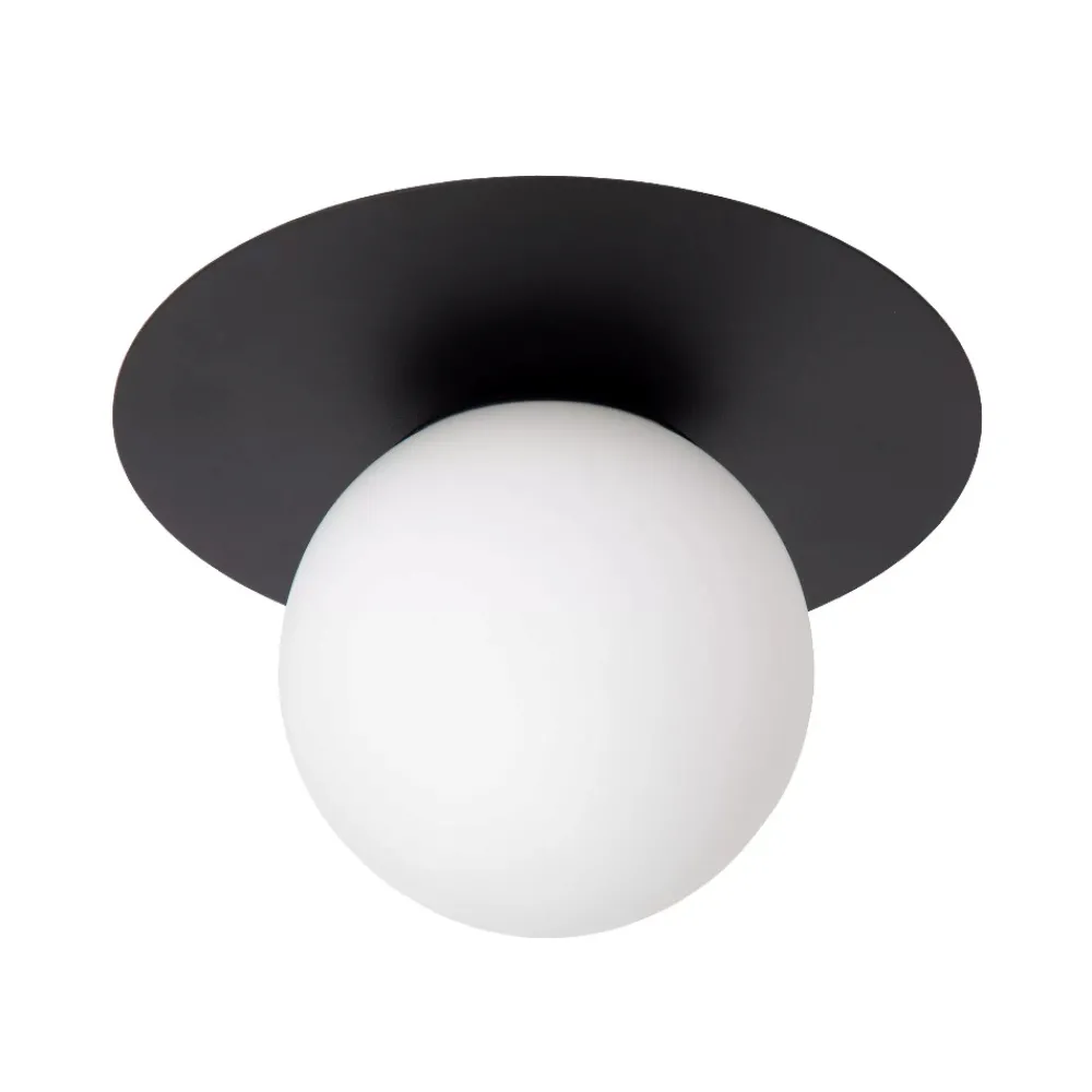 Plafoniere Moderne-Selezionato da Mazzolaluce Plafoniera nera sfera di vetro bianco moderna