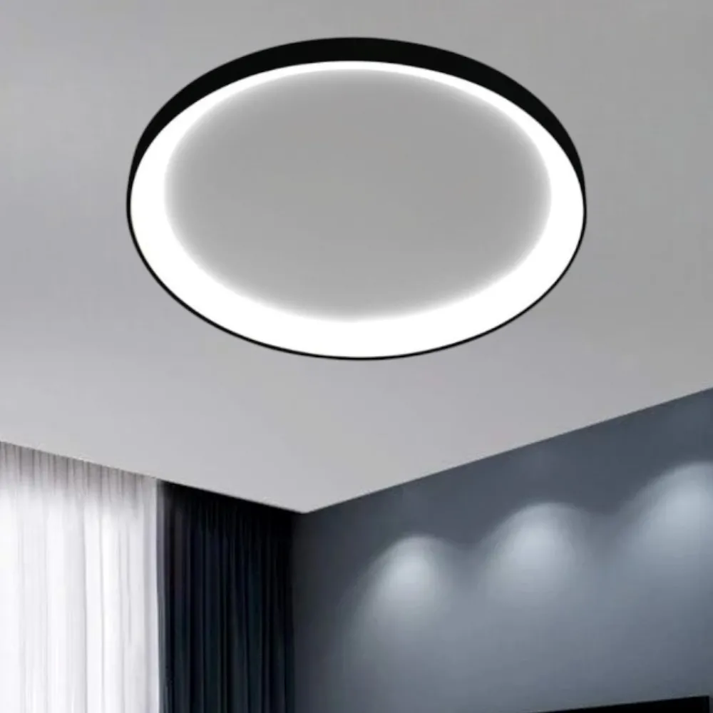 Plafoniere Moderne-Vivida International Plafoniera nera vivida lifering-r tonda led 60w 3000k 4000k dimmerabile