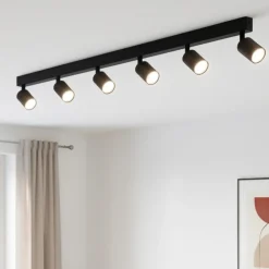 Plafoniere Moderne-Selezionato da Mazzolaluce Plafoniera nero con 6 faretti orientabili
