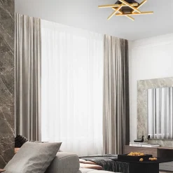 Plafoniere Moderne-Selezionato da Mazzolaluce Plafoniera nero oro design moderna led 43w 3200k