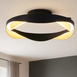 Plafoniere Moderne-Selezionato da Mazzolaluce Plafoniera nero oro design moderna per soggiorno