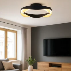 Plafoniere Moderne-Selezionato da Mazzolaluce Plafoniera nero oro design moderna per soggiorno