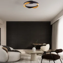 Plafoniere Moderne-Selezionato da Mazzolaluce Plafoniera nero oro design moderna per soggiorno
