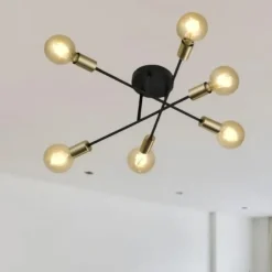 Plafoniere Moderne-Selezionato da Mazzolaluce Plafoniera nero oro 6 luci orientabile per cucina