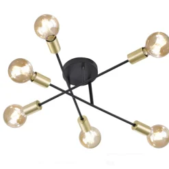 Plafoniere Moderne-Selezionato da Mazzolaluce Plafoniera nero oro 6 luci orientabile per cucina