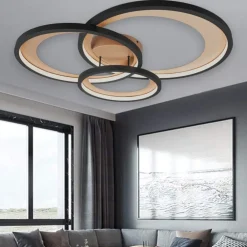 Plafoniere Moderne-Selezionato da Mazzolaluce Plafoniera nero oro moderna da salotto led 3000k dimmerabile