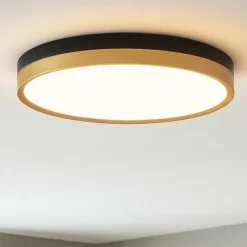 Plafoniere Moderne-Selezionato da Mazzolaluce Plafoniera nero oro rotonda 50cm led 38w 3000k