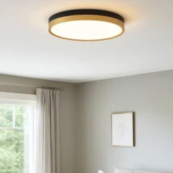 Plafoniere Moderne-Selezionato da Mazzolaluce Plafoniera nero oro rotonda 50cm led 38w 3000k
