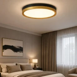 Plafoniere Moderne-Selezionato da Mazzolaluce Plafoniera nero oro rotonda 40cm led 31w 3000k