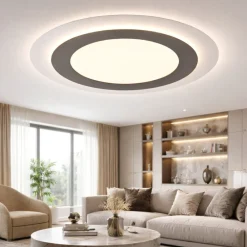 Plafoniere Moderne-Selezionato da Mazzolaluce Plafoniera nickel rotonda led 2700k a 6500k moderna con telecomando