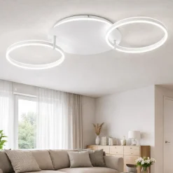 Plafoniere Moderne-Ondaluce Plafoniera sabe bianca due cerchi orientabili led 3000k dimmerabile