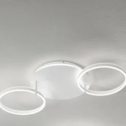 Plafoniere Moderne-Ondaluce Plafoniera sabe bianca due cerchi orientabili led 3000k dimmerabile