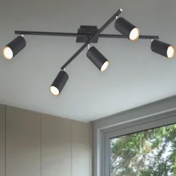 Plafoniere Moderne-Selezionato da Mazzolaluce Plafoniera orientabile moderna con 5 faretti cilindrici