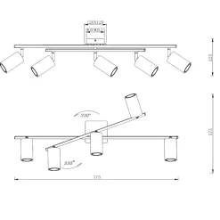 Plafoniere Moderne-Selezionato da Mazzolaluce Plafoniera orientabile moderna con 5 faretti cilindrici