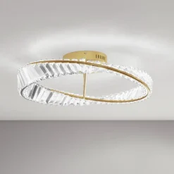 Plafoniere Moderne-Selezionato da Mazzolaluce Plafoniera oro con cristalli led 3500k per camera da letto