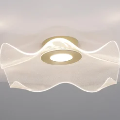 Plafoniere Moderne-Selezionato da Mazzolaluce Plafoniera oro design fazzoletto led 31w 3000k moderna