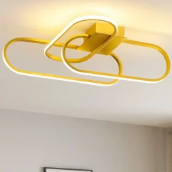 Plafoniere Moderne-Selezionato da Mazzolaluce Plafoniera oro design per soggiorno moderno led 3000k dimmerabile