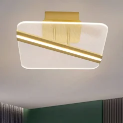 Plafoniere Moderne-Selezionato da Mazzolaluce Plafoniera oro led 3000k per soggiorno minimal