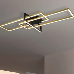 Plafoniere Moderne-Selezionato da Mazzolaluce Plafoniera oro led 34w 3000k dimmerabile moderna design per soggiorno