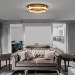 Plafoniere Moderne-Selezionato da Mazzolaluce Plafoniera oro per camera da letto led 40w 3000k dimmerabile