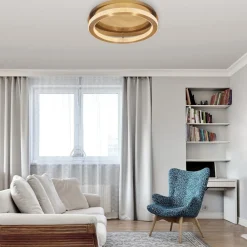 Plafoniere Moderne-Selezionato da Mazzolaluce Plafoniera oro per soggiorno cerchio led stile contemporaneo