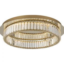 Plafoniere Moderne-Selezionato da Mazzolaluce Plafoniera oro rotonda di cristallo per salotto led 40w 3500k